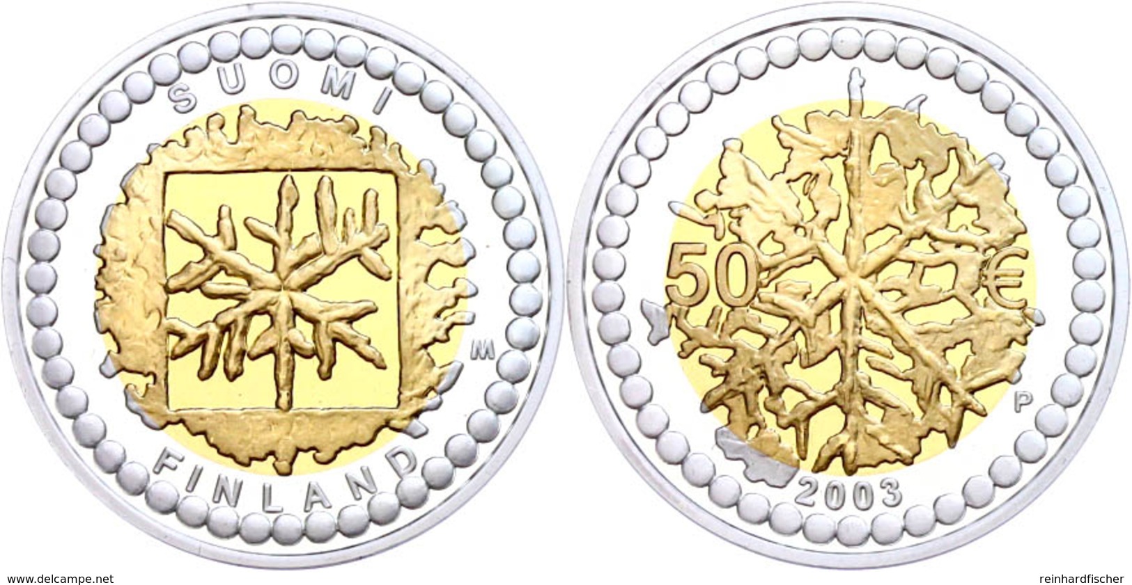 50 Euro, Bimetall Silber/Gold, 2003, 125 Jahre Goldmünzprägung In Finnland, 925er Silber 5,9 G, 750er Gold 6,9 G, Fb. 16 - Finland