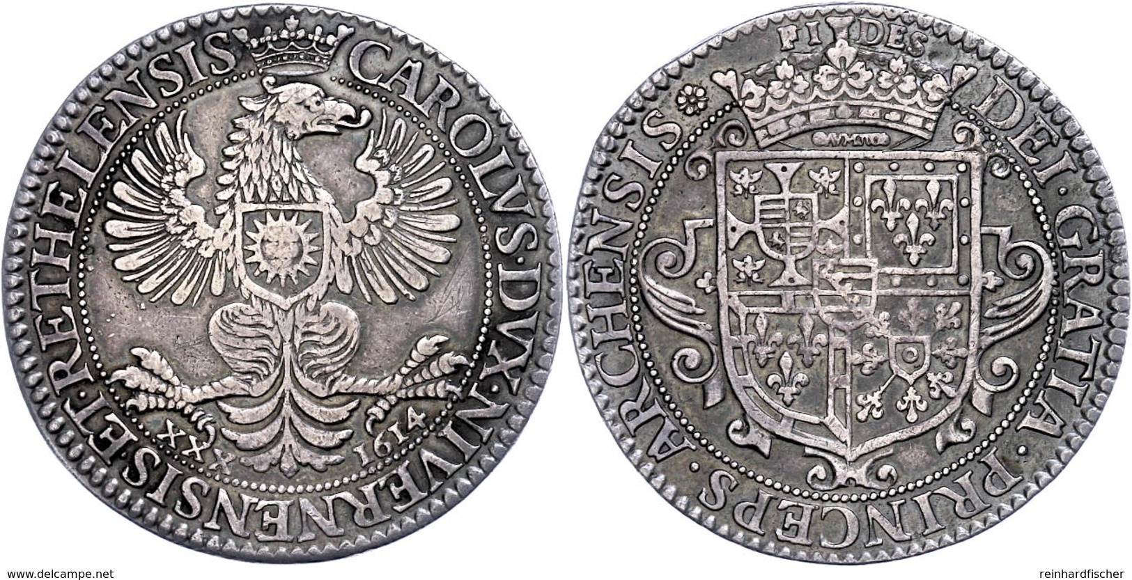 Nevers Und Rethel, Ecu (30 Sous), 1614, Charles II. Gonzaga, Dav. 3833, Kl. Kr. Auf Dem Revers, Schöne Patina, Ss+. - Sonstige & Ohne Zuordnung