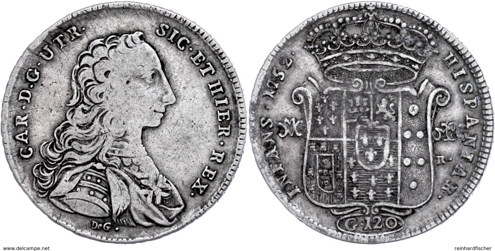 Neapel, Piastra (120 Grana), 1752, Karl III. Von Bourbon, Dav. 1400, Ss.  Ss - Autres & Non Classés