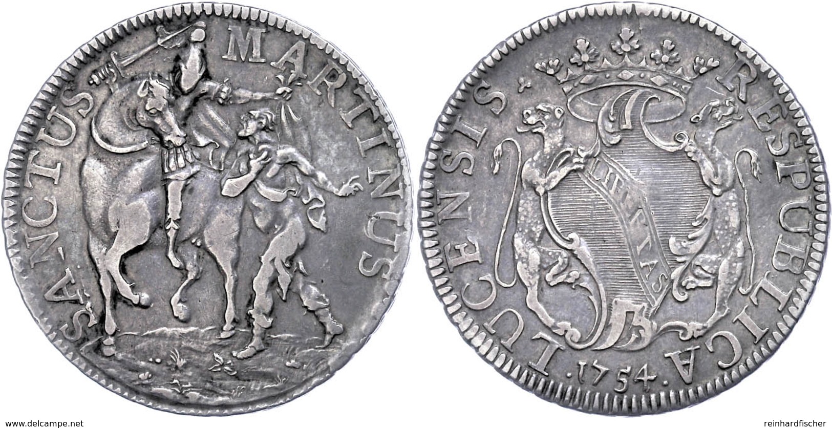 Lucca, Scudo, 1754, Dav. 1376, Schöne Patina, Ss-vz.  Ss-vz - Sonstige & Ohne Zuordnung