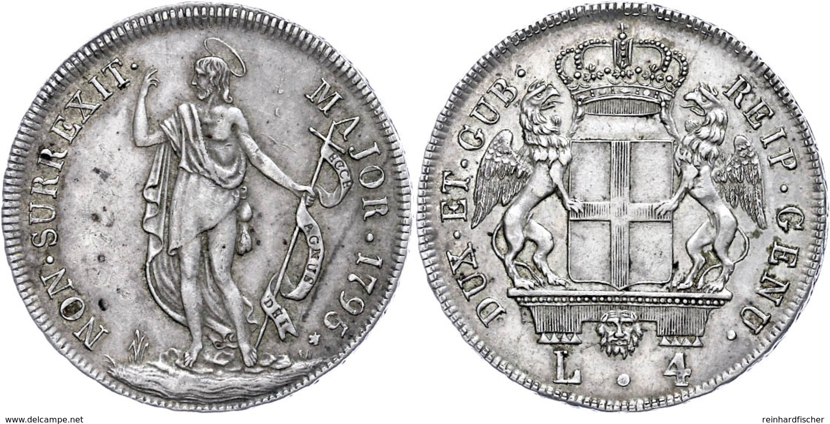 Genua, 4 Lire, 1795, Ss.  Ss - Sonstige & Ohne Zuordnung