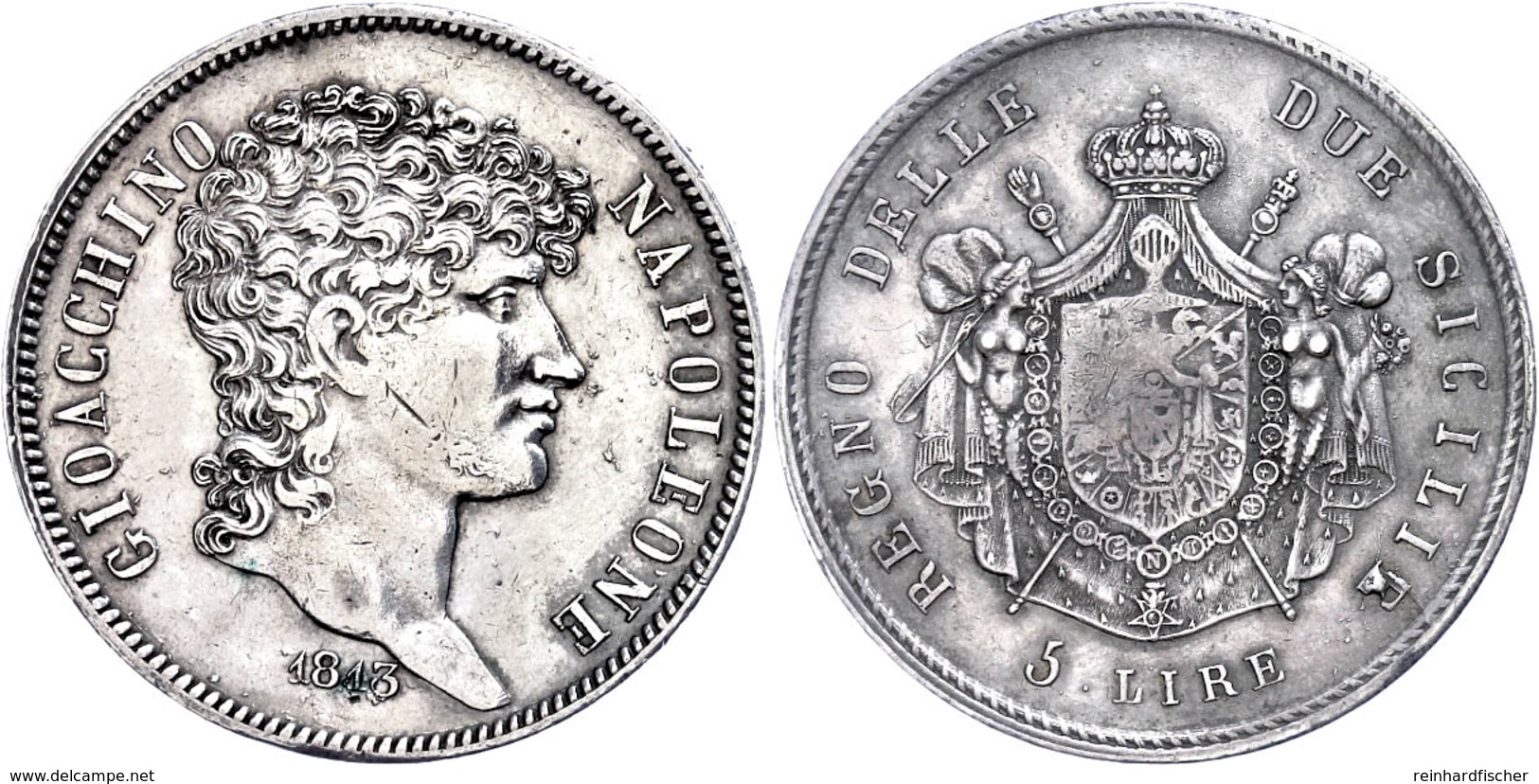 Neapel, 5 Lire, 1813, Joachim Murat, Dav. 167, Pagani 58, Kl. Rf., Avers Leicht Berieben, Ss.  Ss - Sonstige & Ohne Zuordnung