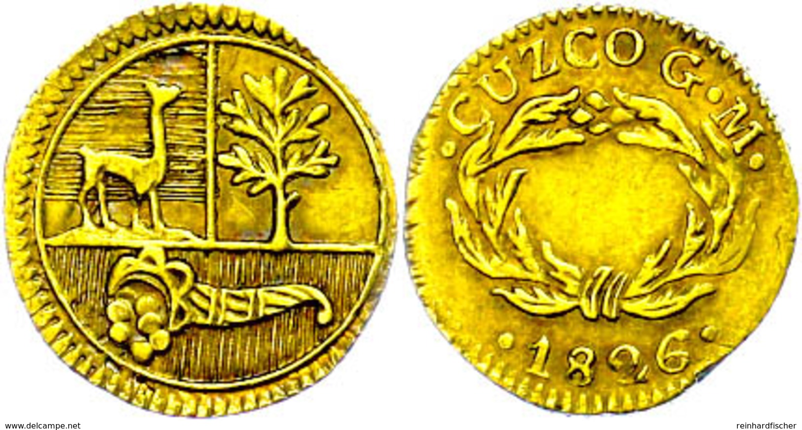 1/2 Escudo, Gold, 1826, Cuzco, GM, KM 146.2, Ss.  Ss - Peru