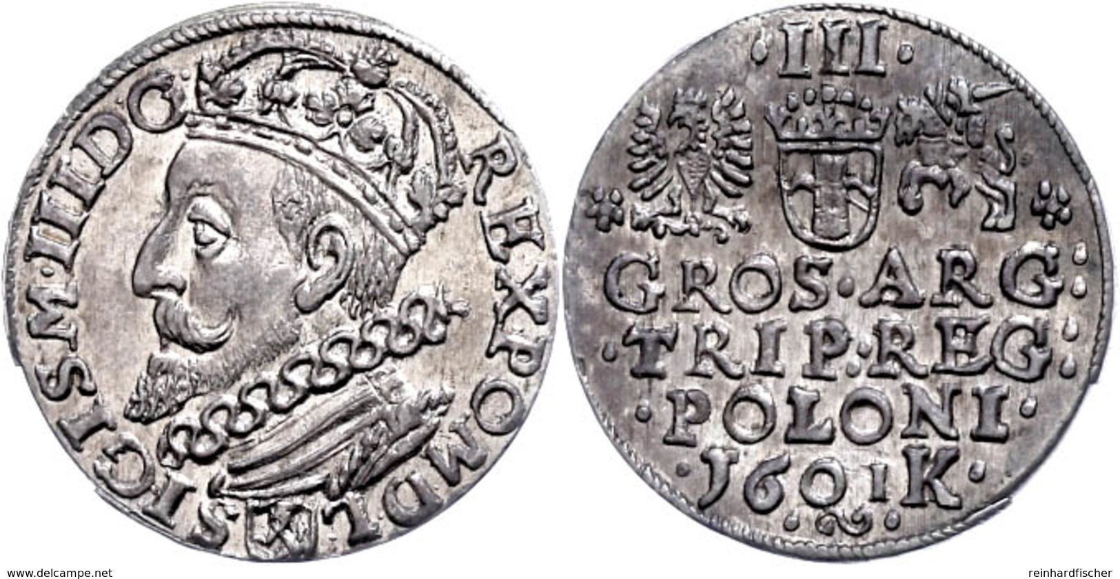 3 Groschen, 1601, Sigismund III. Wasa, Büste Nach Links, F. St. - Polen