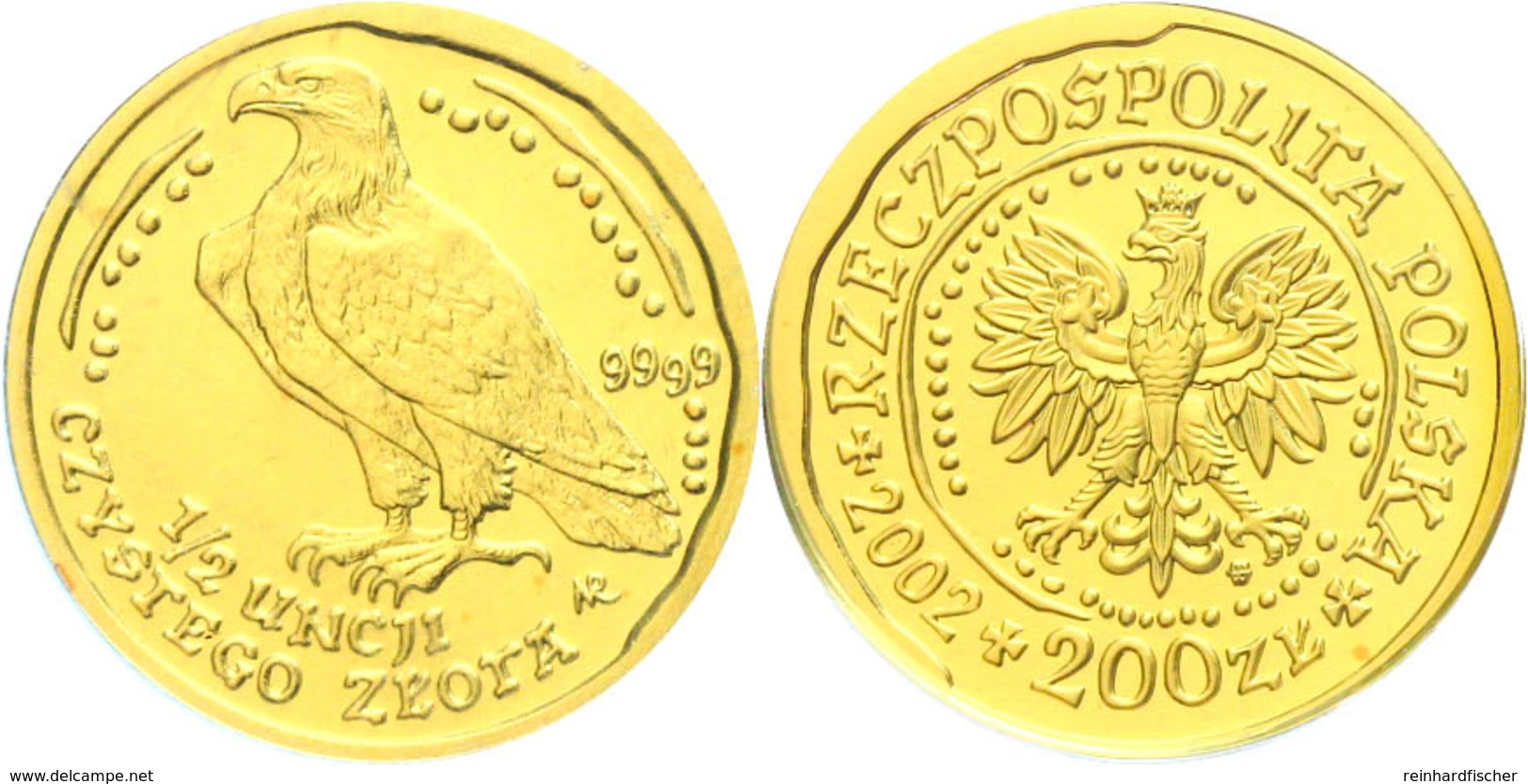 200 Zlotych Gold, 2004, Goldbarrenmünze Adler, 1 1/2 Oz, KM 294, Auf Coin Card Der National Bank Of Poland, St.  St - Polen