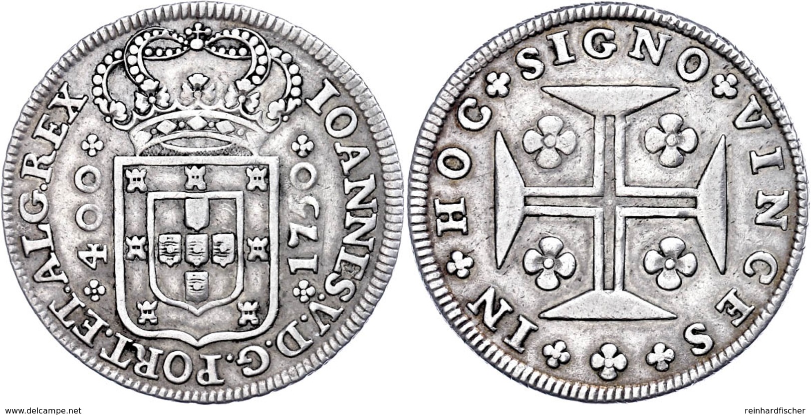 400 Reis, 1750, Joao V., KM 179, Ss.  Ss - Portugal