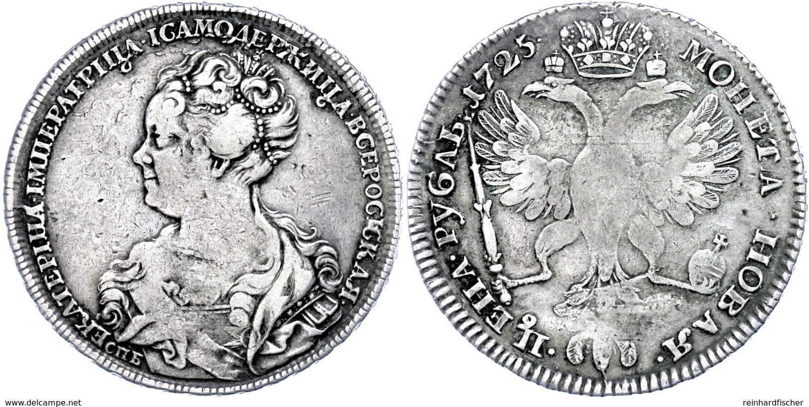 Rubel, 1725, Katharina I., Dav. 1664, Ss.  Ss - Russland
