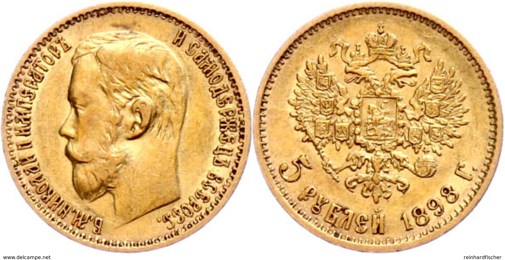 5 Rubel, Gold, 1898, Nikolaus II., St. Petersburg, Fb. 180, Ss.  Ss - Russland