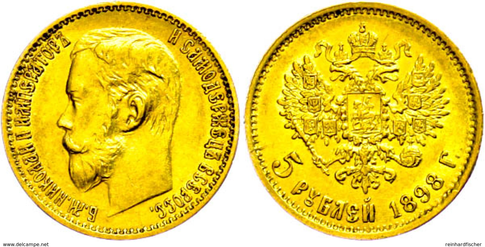 5 Rubel, Gold, 1898, Nikolaus II., St. Petersburg, Fb. 180, Vz.  Vz - Russland