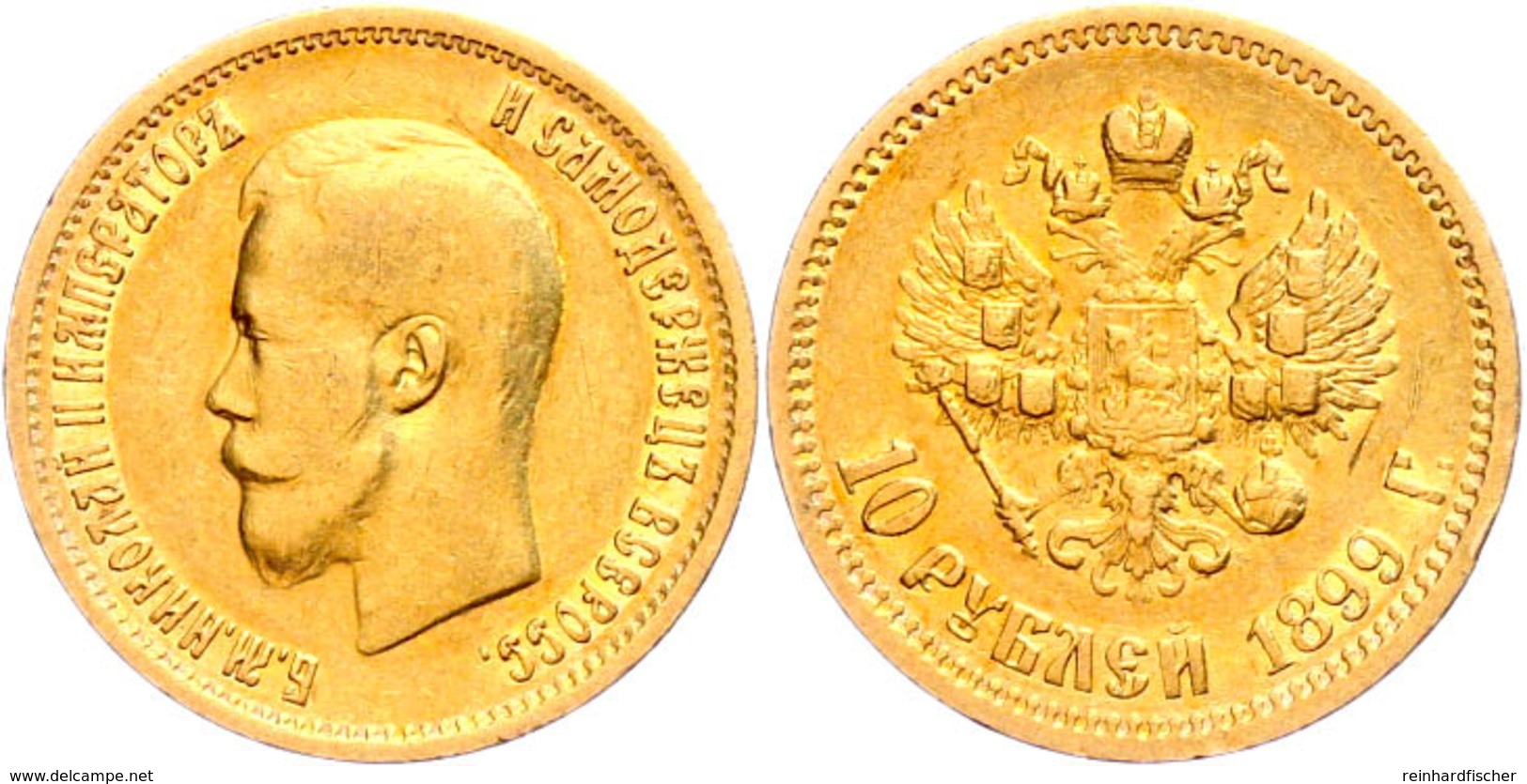 10 Rubel, Gold, 1899, Nikolaus II., St. Petersburg, Fb. 179, Kl. Rf. Und Kr., Ss.  Ss - Russland