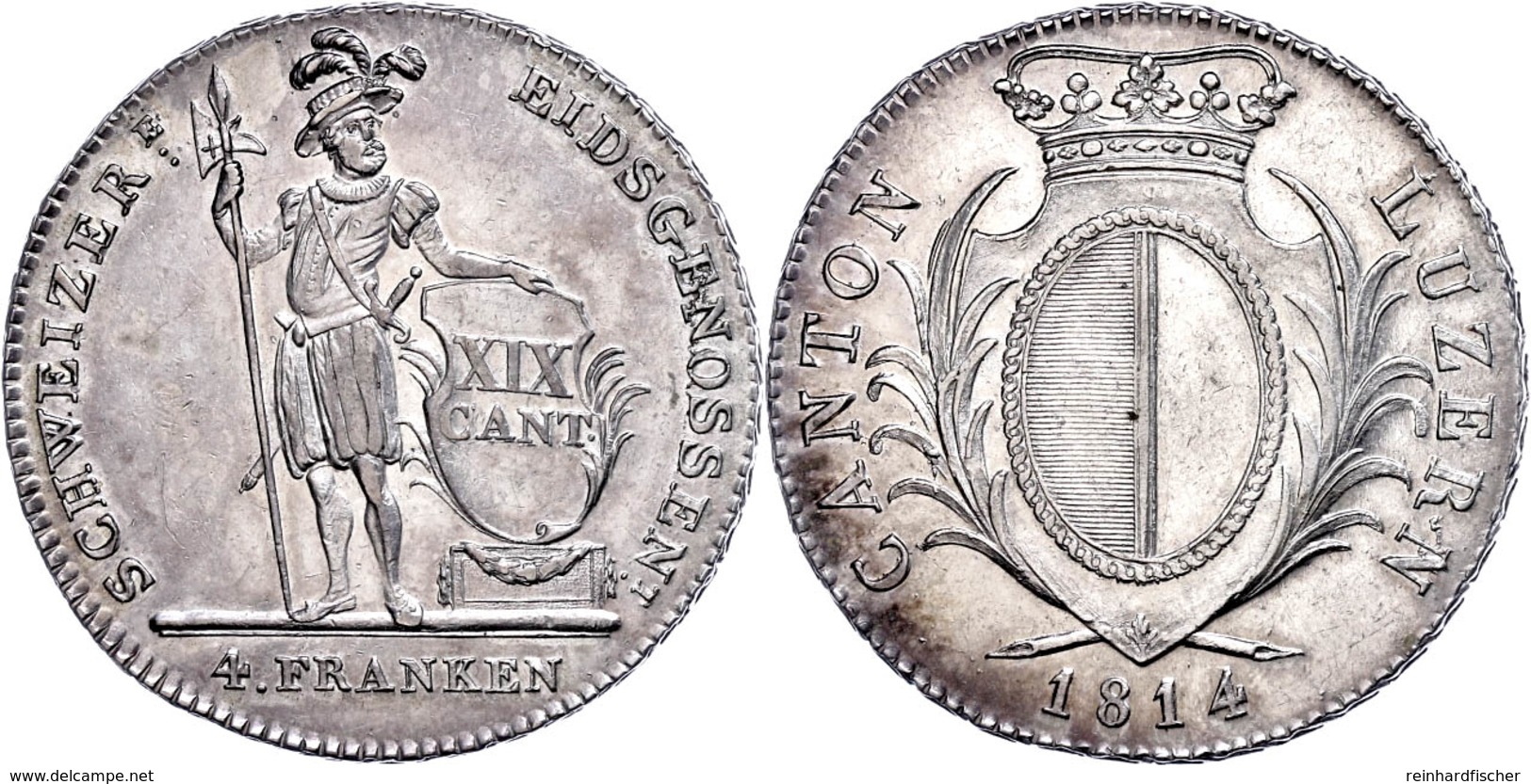 Luzern, 4 Franken (Neutaler), 1814, HMZ 2-668c, Ss-vz.  Ss-vz - Sonstige & Ohne Zuordnung