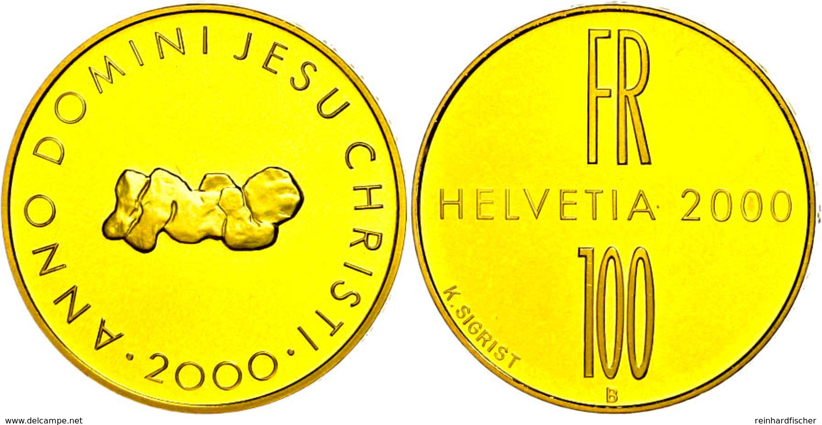 100 Franken, Gold, 2000, Heiliges Jahr 2000, 20,32 G Fein, Fb. 519, In Kapsel, In Originalausgabeschatulle Der Swissmint - Altri & Non Classificati