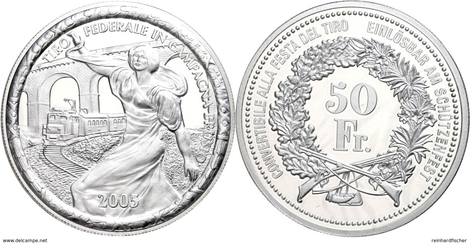 50 Franken, 2005, Schützentaler Brusio, HMZ 2-1348 W, Im Münzrähmchen, PP. Auflage 1500 Exemplare.  PP - Sonstige & Ohne Zuordnung