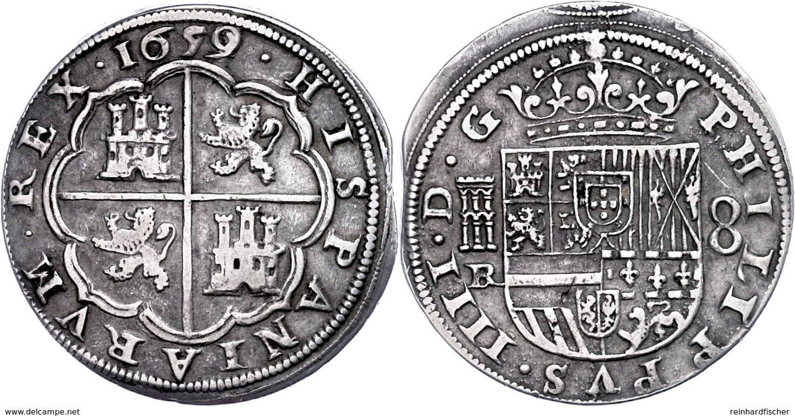 8 Reales, 1659, Felipe IV., Segovia, Dav. 4409, Kl. Zainende, Ss.  Ss - Sonstige & Ohne Zuordnung