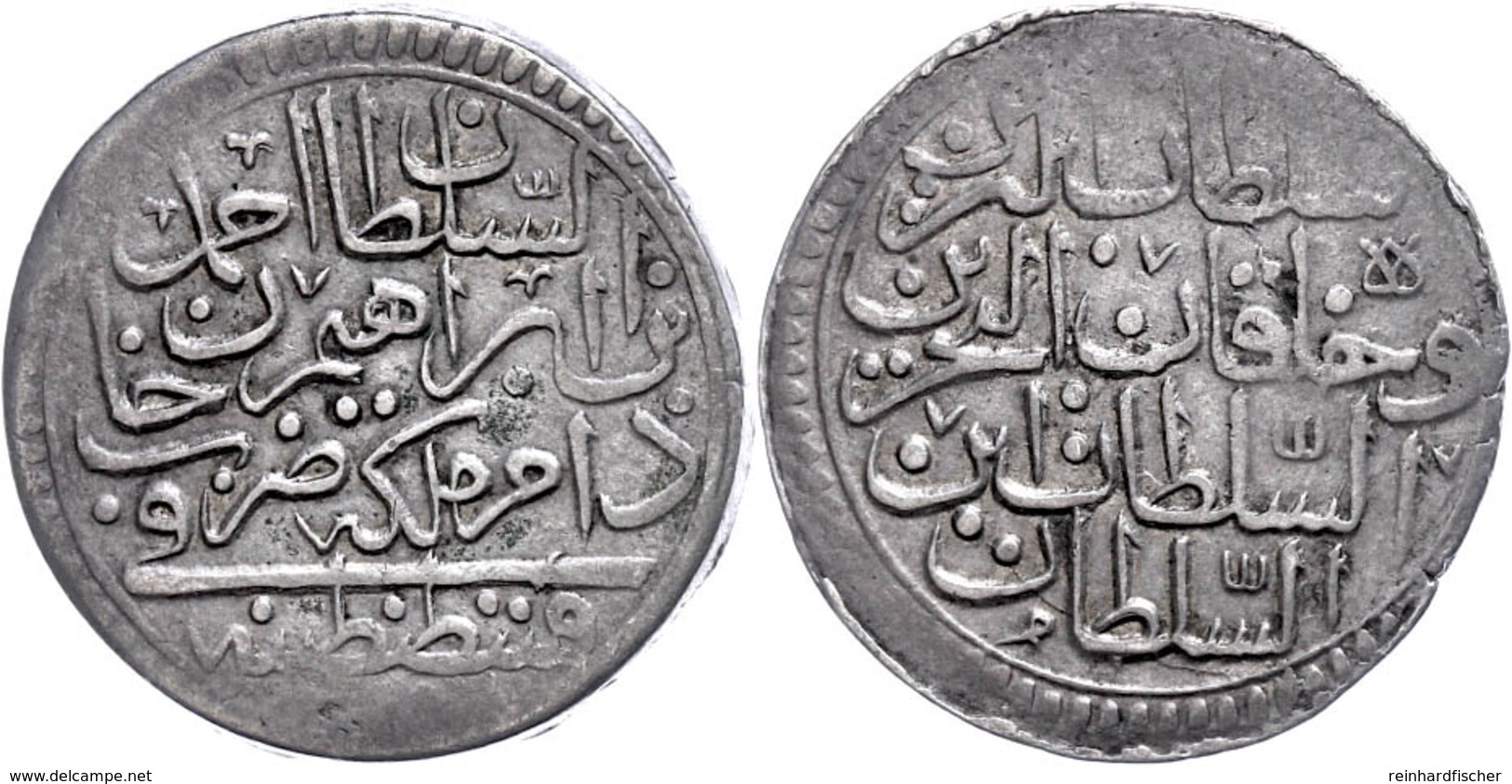1/2 Kurush, AH 1102 (Jahreszahl Nicht Lesbar), Ahmed II., Konstantinopel, KM 107, Prägeschwäche Am Rand, Ss.  Ss - Orientalische Münzen