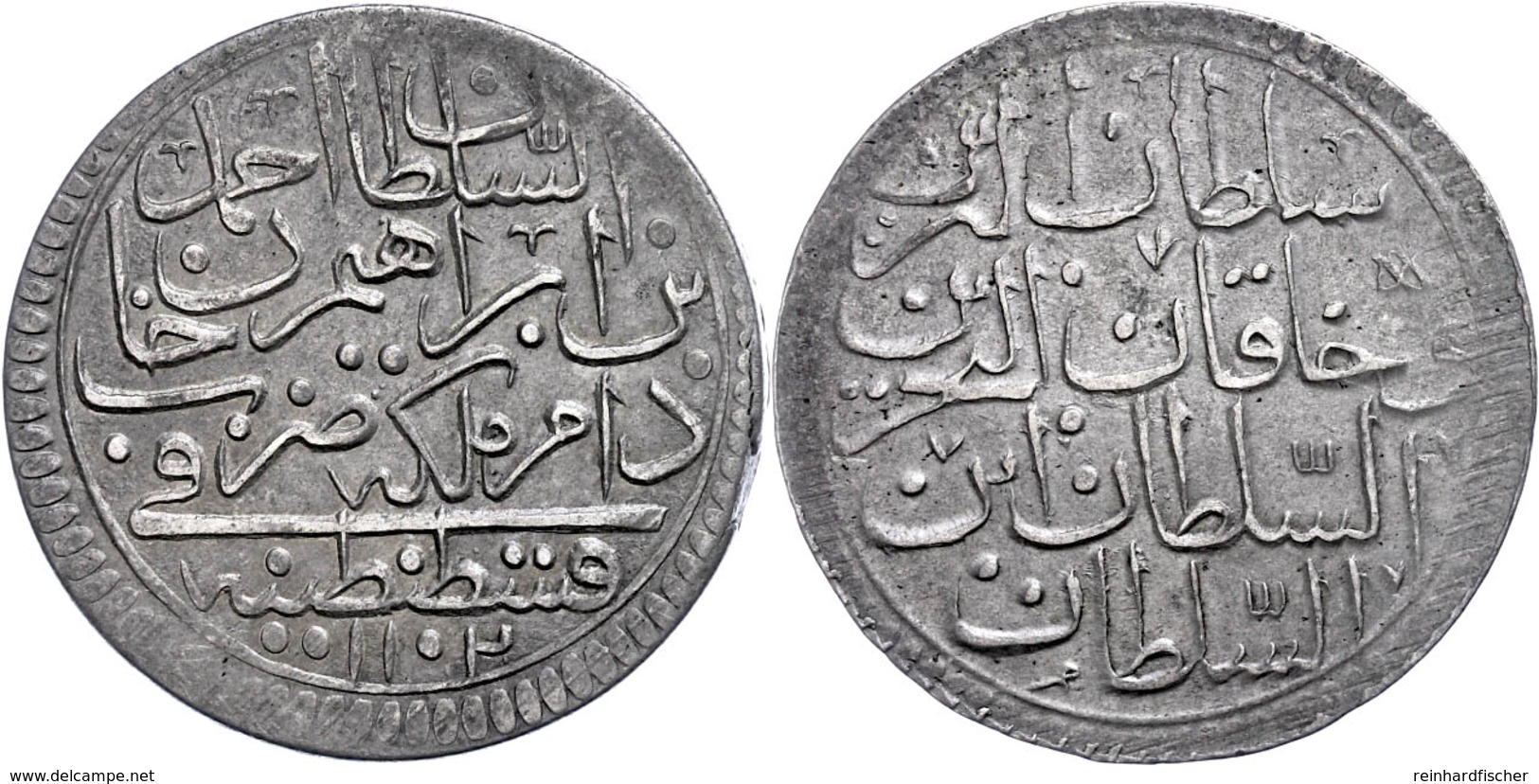 Kurush, AH 1102, Ahmed II., Konstantinopel, KM 110, Ss.  Ss - Orientalische Münzen