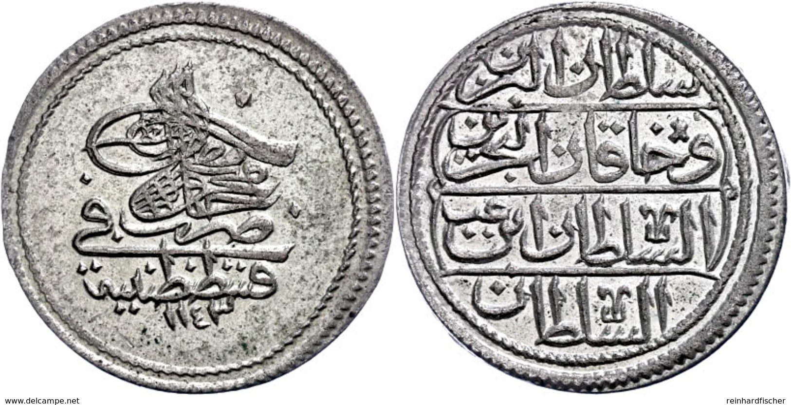 Onluk, AH 1143, Mahmud I., Konstantinopel, KM 202 (Typ III), Ss-vz.  Ss-vz - Orientale