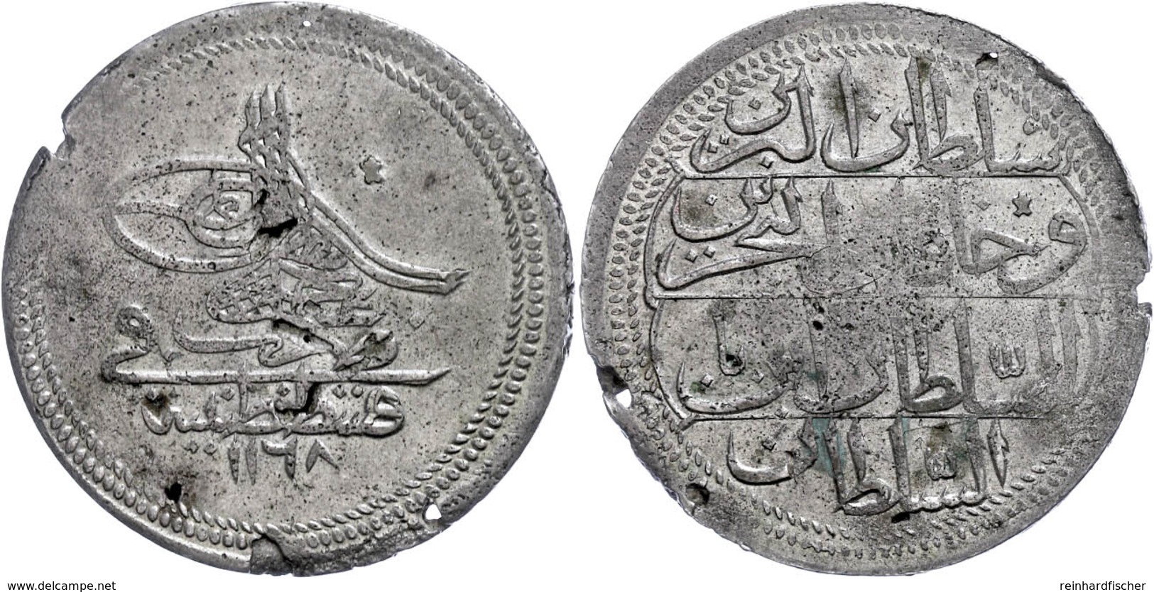 Kurus (23,59g), AH 1168, Osman III., Konstantinopel, KM 264, Sultan 2067, Pere -, Poröser Schrötling Mit Div. Schrötling - Orientalische Münzen