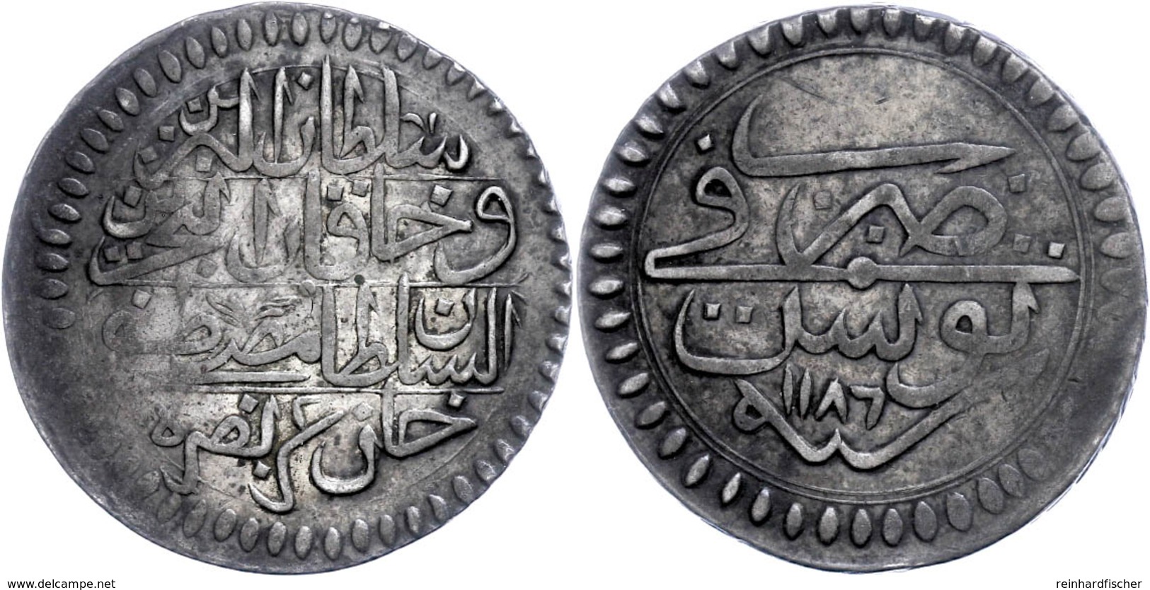 Riyal, 1186, Mustafa III., Tunis, KM 57 (Tunesien), Ss  Vz - Orientalische Münzen