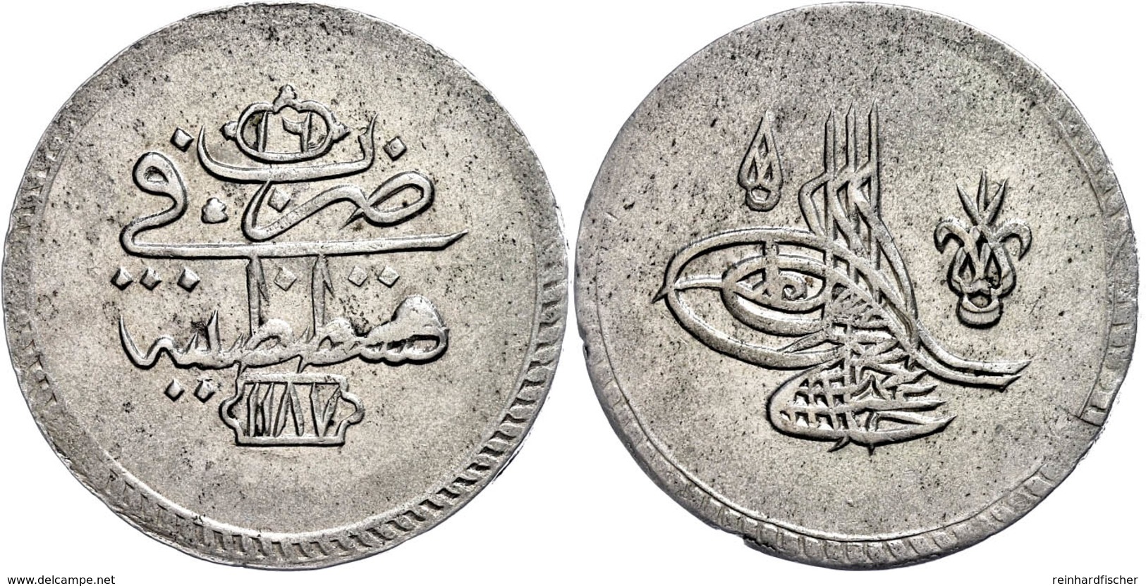 2 Piaster, AH 1187/16, Abdülhamid I., Konstantinopel, KM 406, Vz.  Vz - Orientalische Münzen