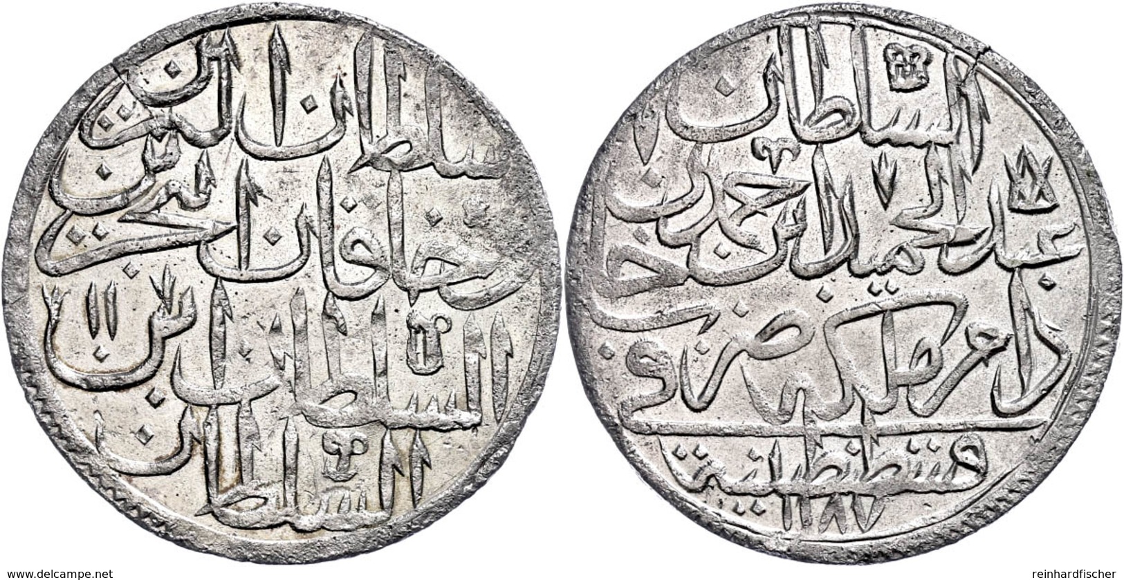 Zolota, AH 1187/11, Abdülhamid I., Konstantinopel, Leichte Prägeschwäche, Vz. Selten!  Vz - Orientalische Münzen