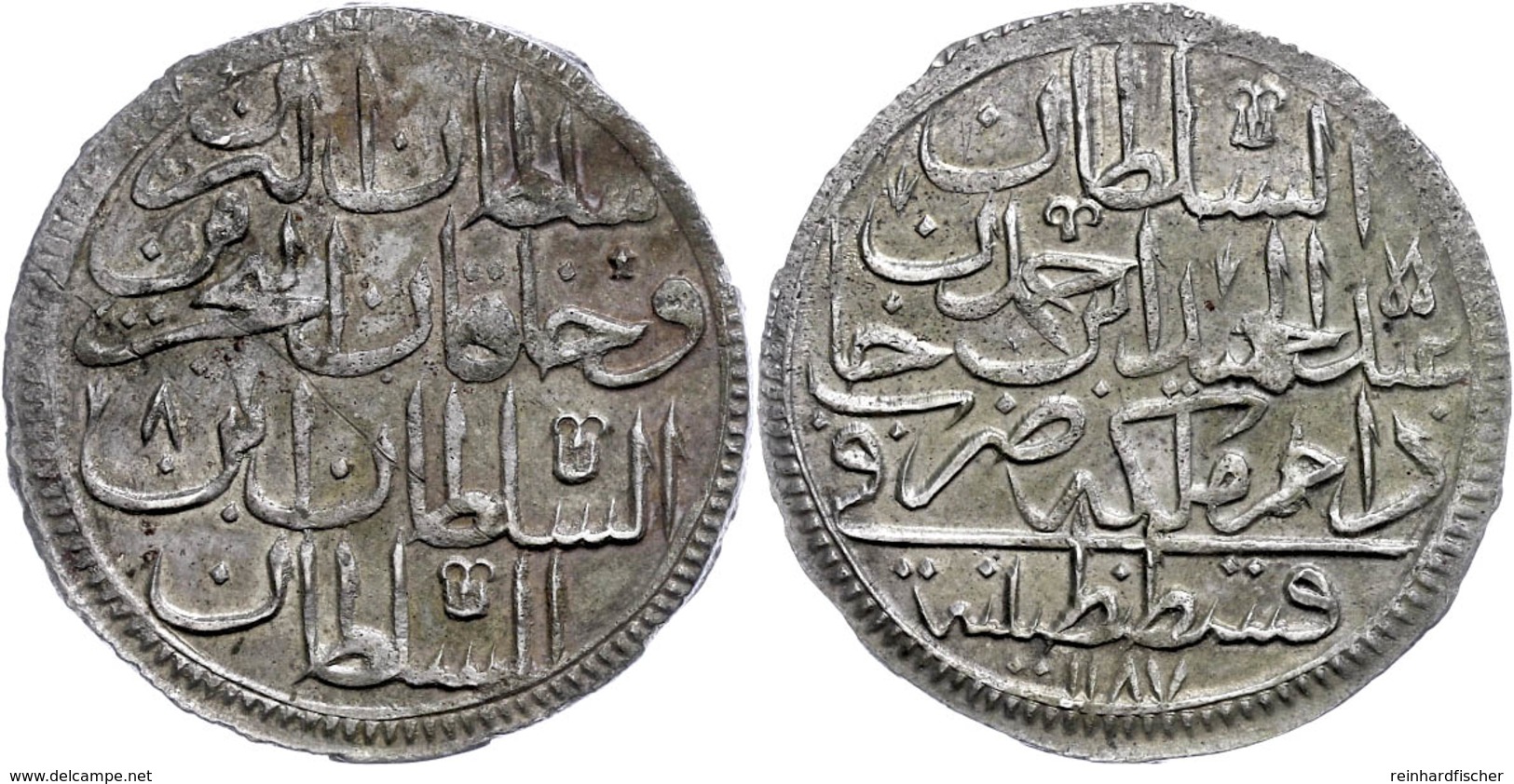 Zolota, AH 1187/8, Abdülhamid I., Konstantinopel, KM 391, Ss-vz. Selten!  Ss-vz - Orientalische Münzen