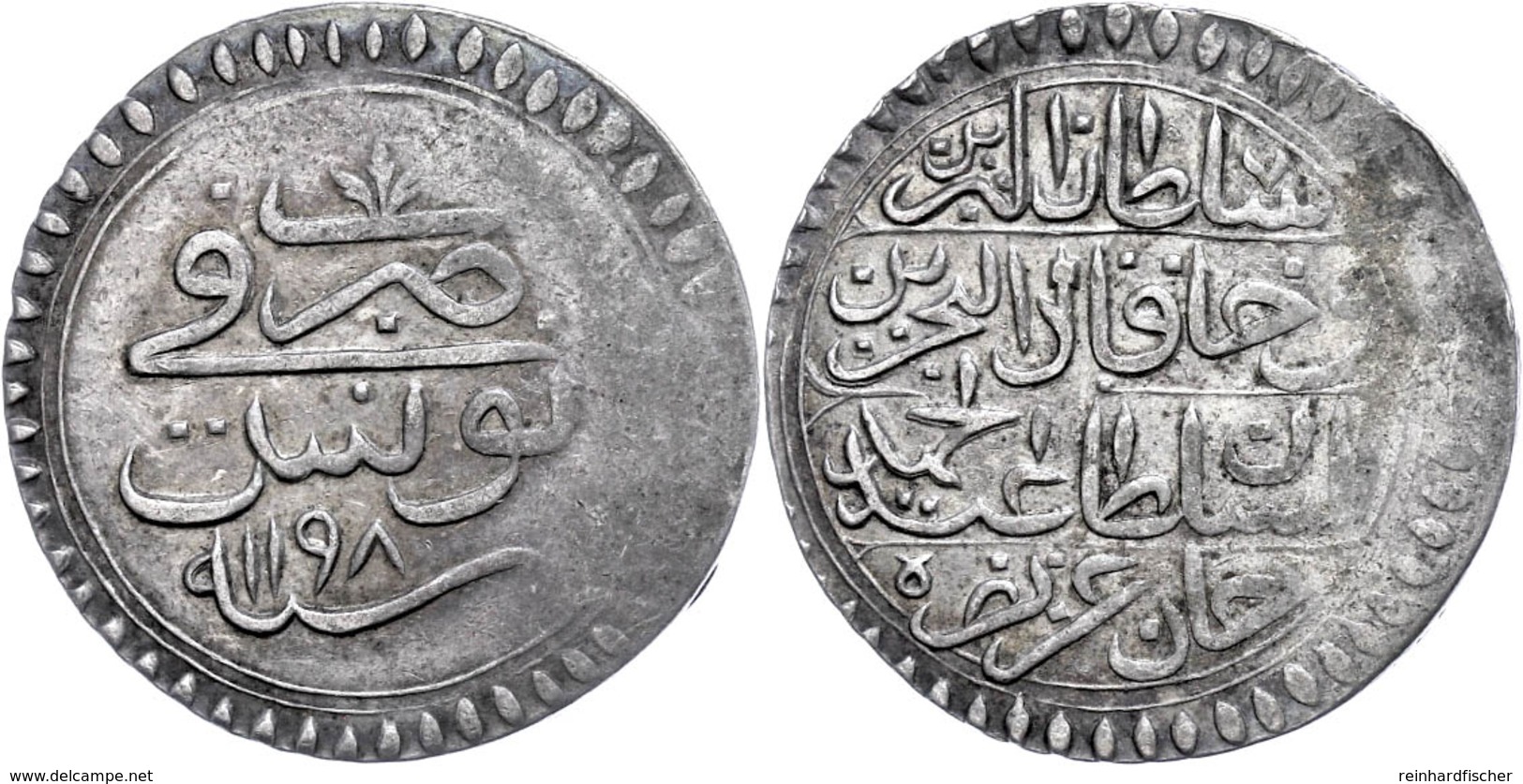 Riyal, AH 1198, Abdülhamid I., Tunis, KM 65 (Tunesien), Prägeschwäche Am Rand, Vz.  Vz - Orientalische Münzen