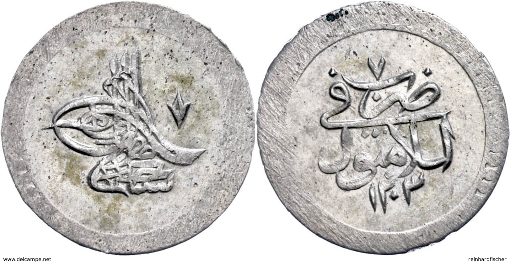 20 Para, AH 1203/7, Selim III., Konstantinopel, KM 495, Prägeschwäche, Vz.  Vz - Orientalische Münzen