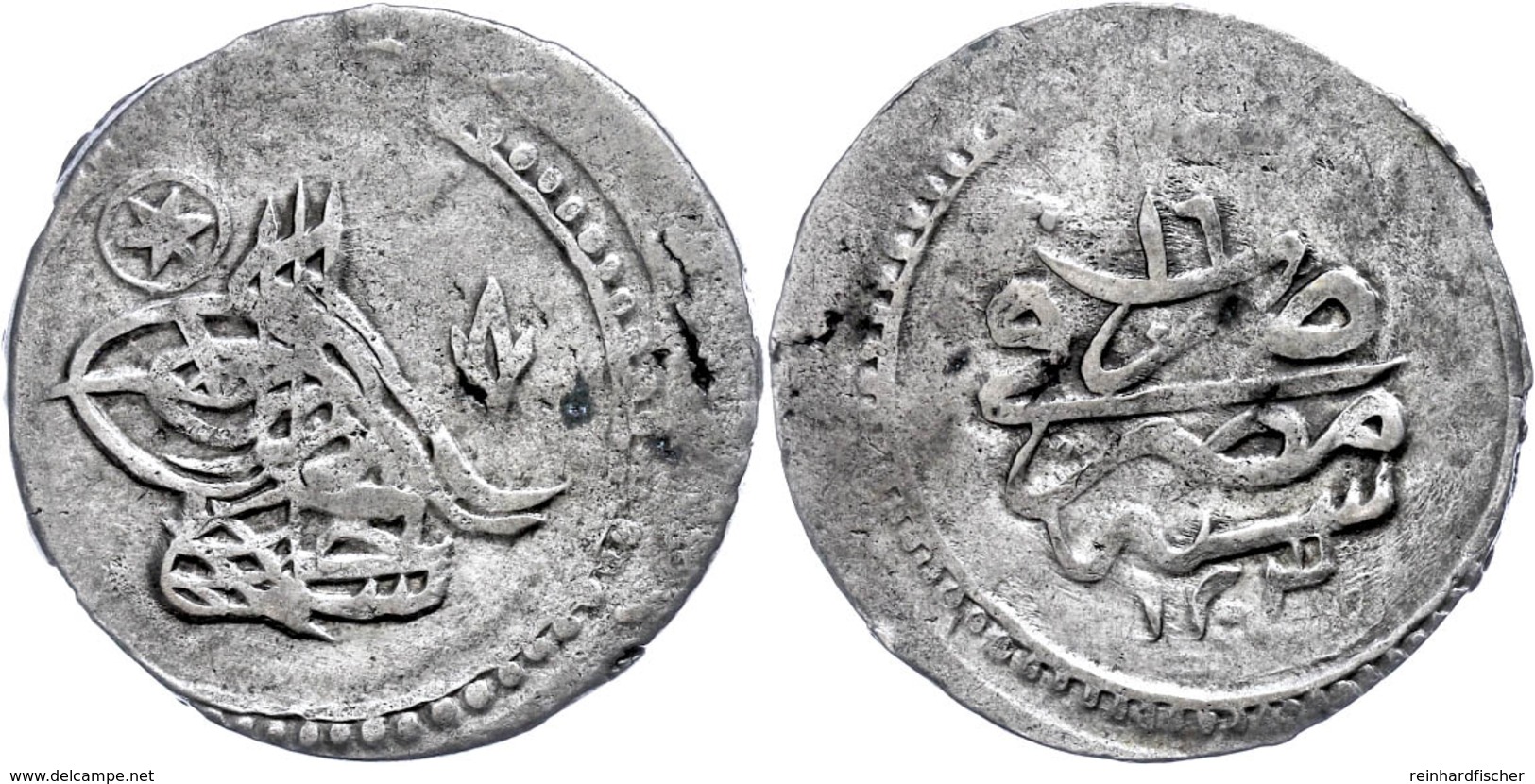 Kurus (12,55g), AH 1203/16, Selim III., Misr, Etwas Dezentriert, Ss. Selten!  Ss - Orientalische Münzen