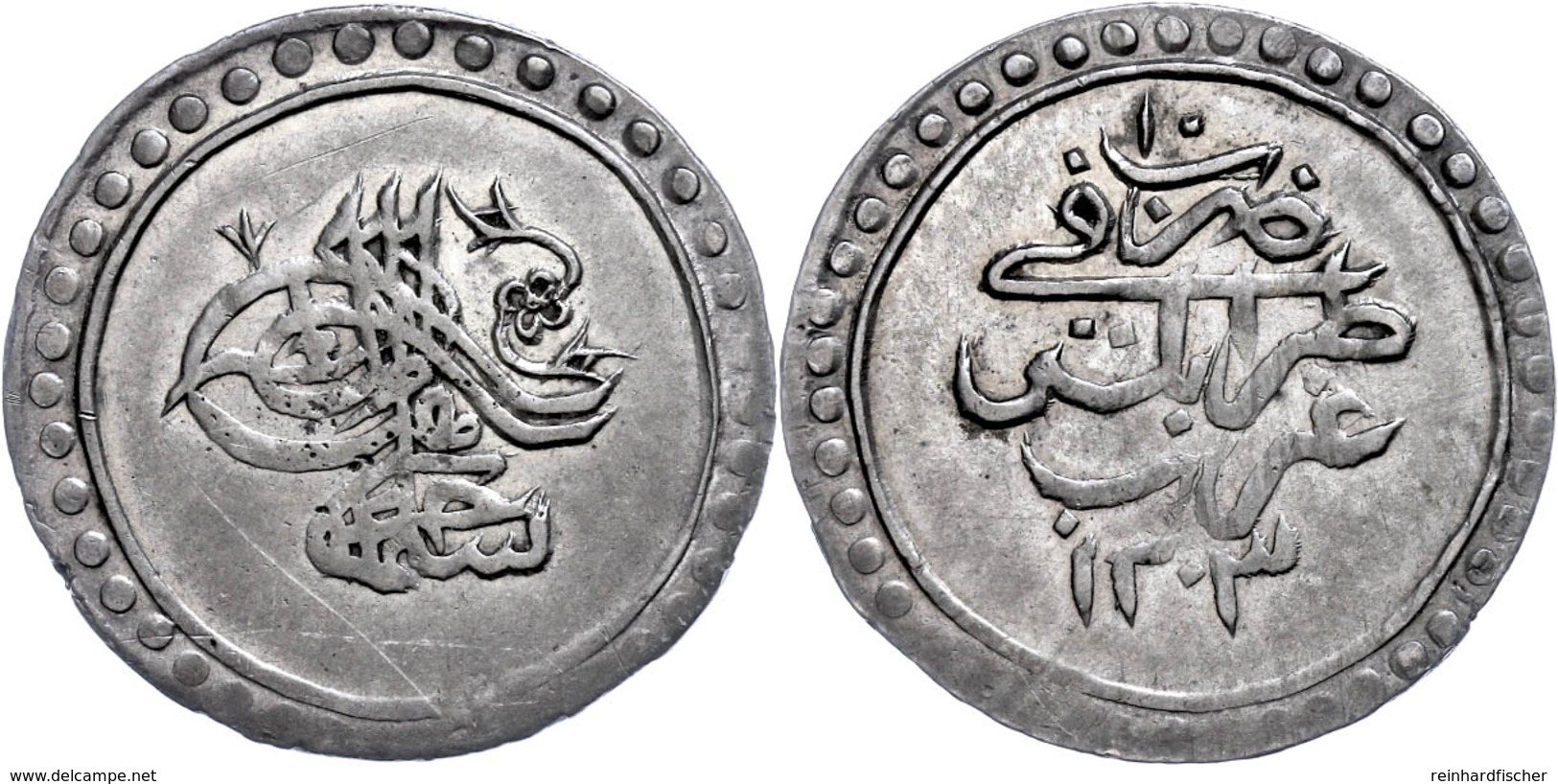 Kusrush, AH 1203/10, Selim III., Tripolis, KM 60 (Lybien), Kratzer, Leichte Prägeschwäche, Ss-vz. Sehr Selten!  Ss-vz - Orientalische Münzen