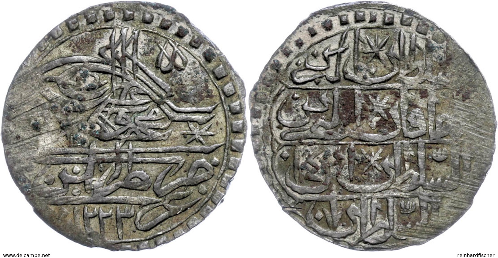 40 Para, AH 1223/14, Mahmud II., Tripolis, KM 1186.1 (Lybien), Justiert, Ss.  Ss - Orientalische Münzen