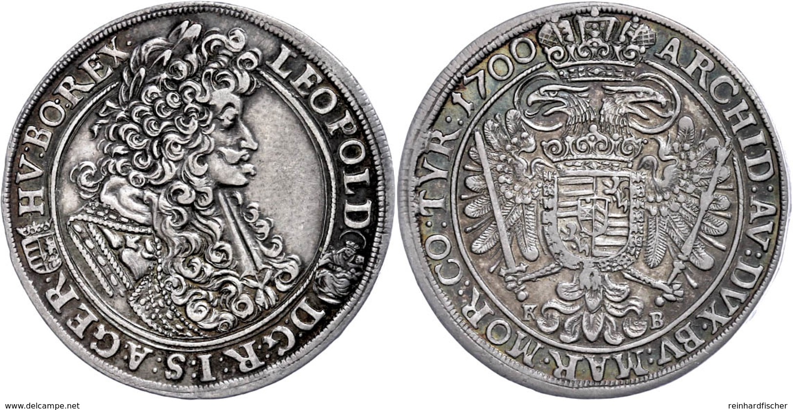 1/2 Taler, 1700, Leopold II., Huszar 1403, Ss.  Ss - Ungarn