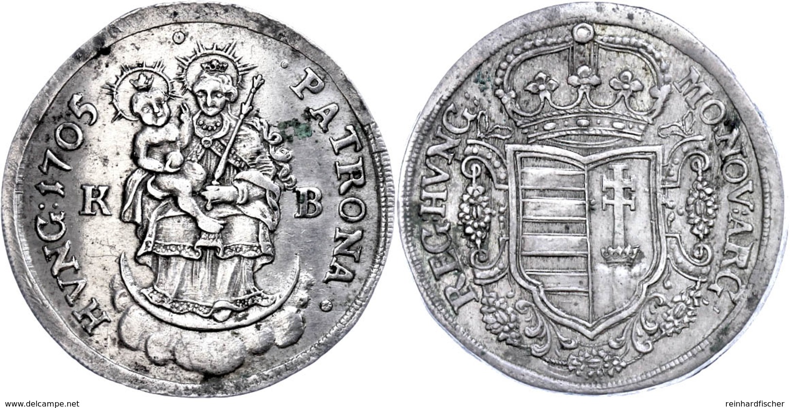 1/2 Taler, 1705, Ungarische Malkontenten, Kremnitz, Herinek 12, Ss-vz.  Ss-vz - Ungarn