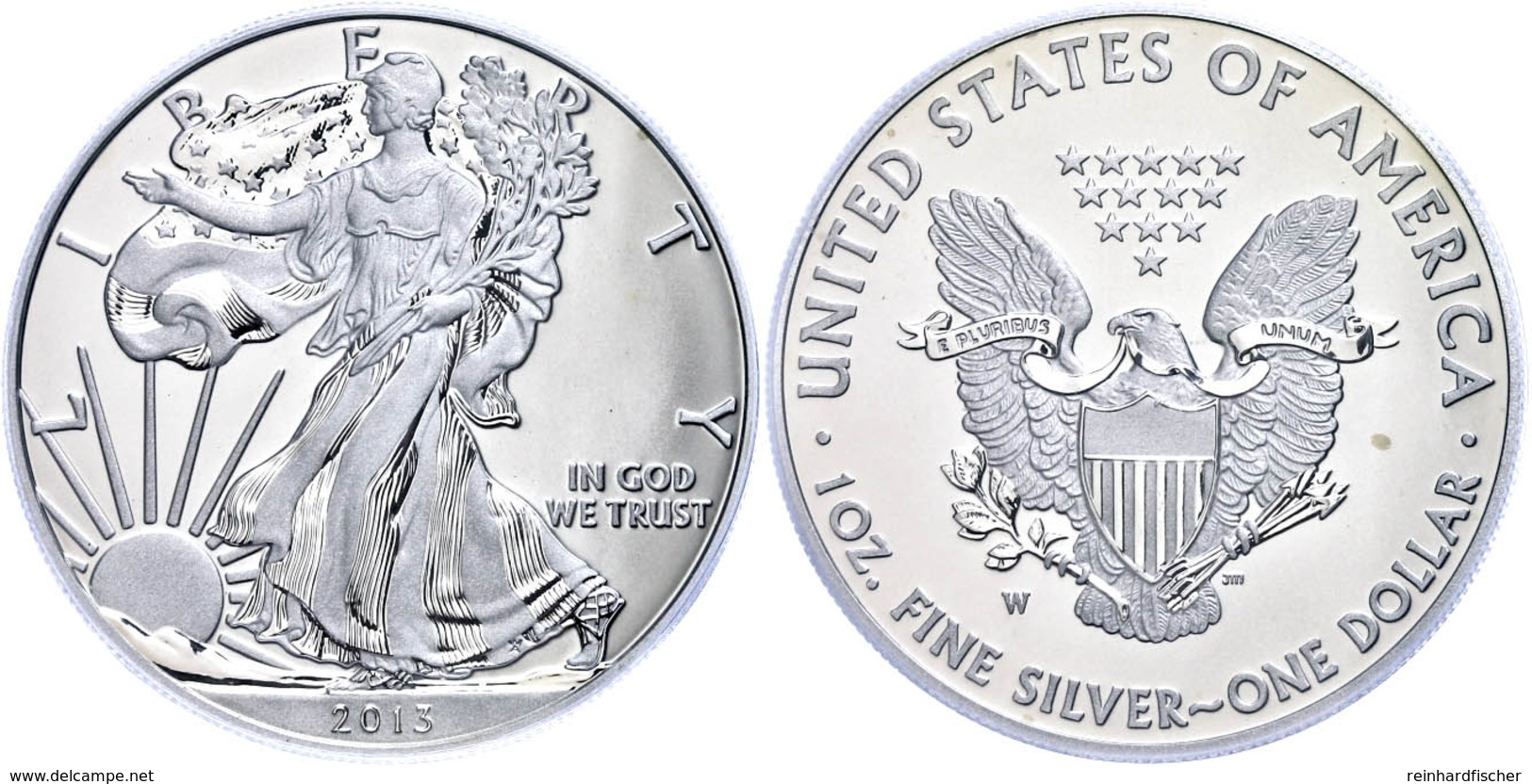 1 Dollar, 2013, W, Silver Eagle, In Slab Der PCGS Mit Der Bewertung MS70, Enhanced Mint State, First Strike, West Point  - Sonstige & Ohne Zuordnung