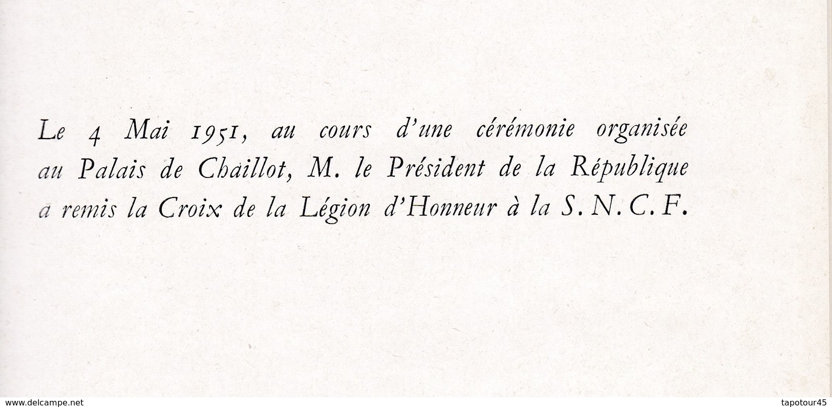 Fascicule Cartonné A4 SNCF 1951 Remise De La Légion D'Honneur (12 Pages Avec Les Discours) - Documents