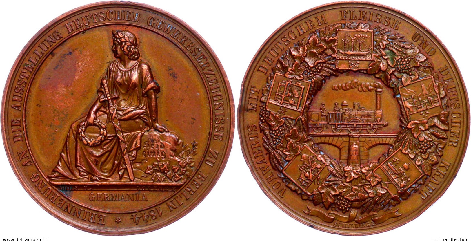 Brandenburg-Preußen, Bronzemedaille (Dm. 45,1 Mm, 50 G), 1844, Von Loos Bei Lorenz Und Schilling, Auf Die Gewerbeausstel - Sonstige & Ohne Zuordnung