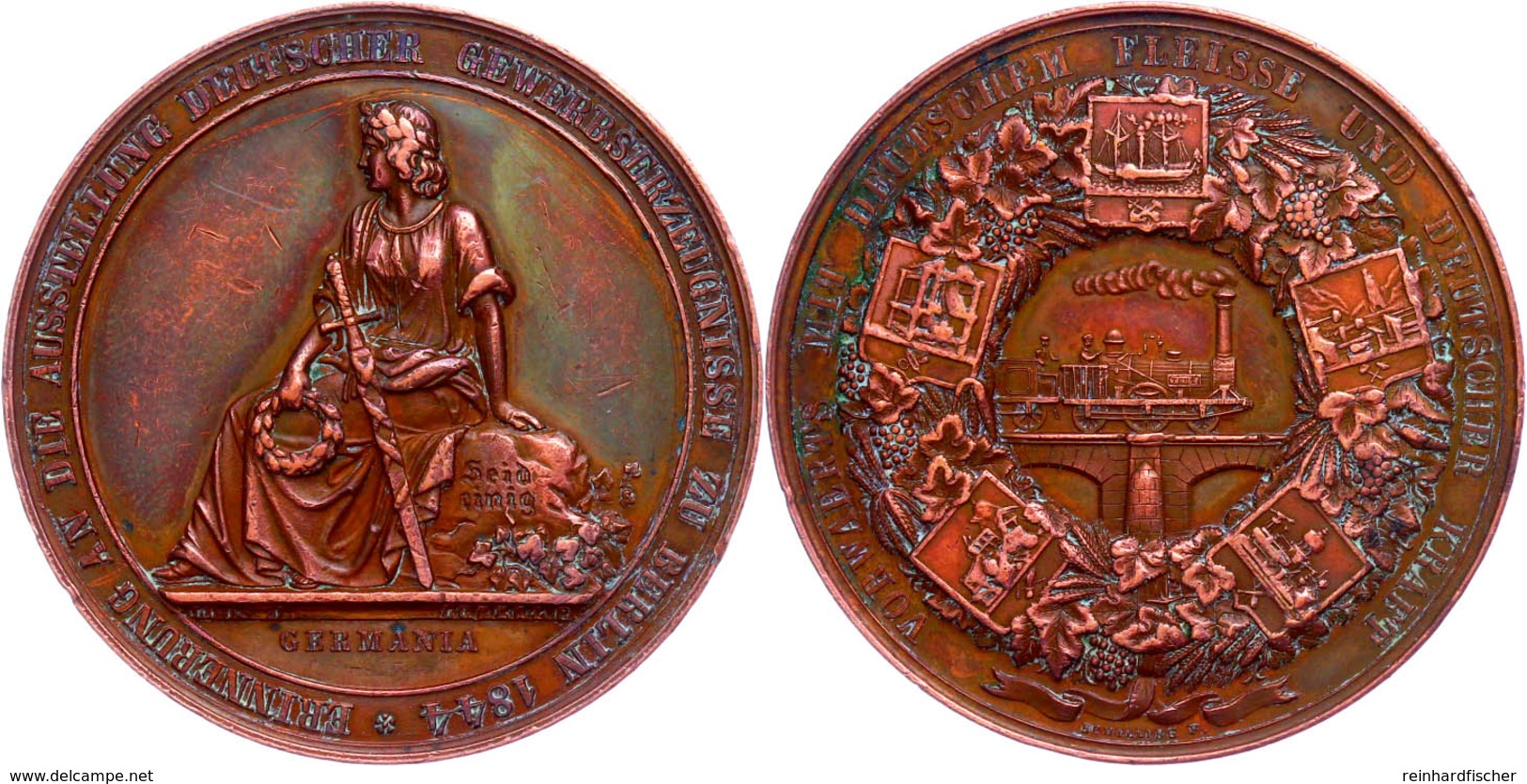 Brandenburg-Preußen, Bronzemedaille (Dm. 45,1 Mm, 50 G), 1844, Von Loos Bei Lorenz Und Schilling, Auf Die Gewerbeausstel - Sonstige & Ohne Zuordnung