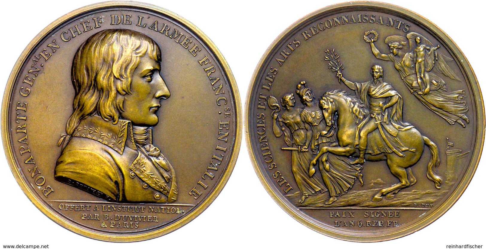 Frankreich, Bronzemedaille (Dm. 56,5 Mm, 89,3 G), AN 6 (Jahr 1797), Von B. Duvivier, Auf Den Frieden Von Campo Formio, A - Autres & Non Classés