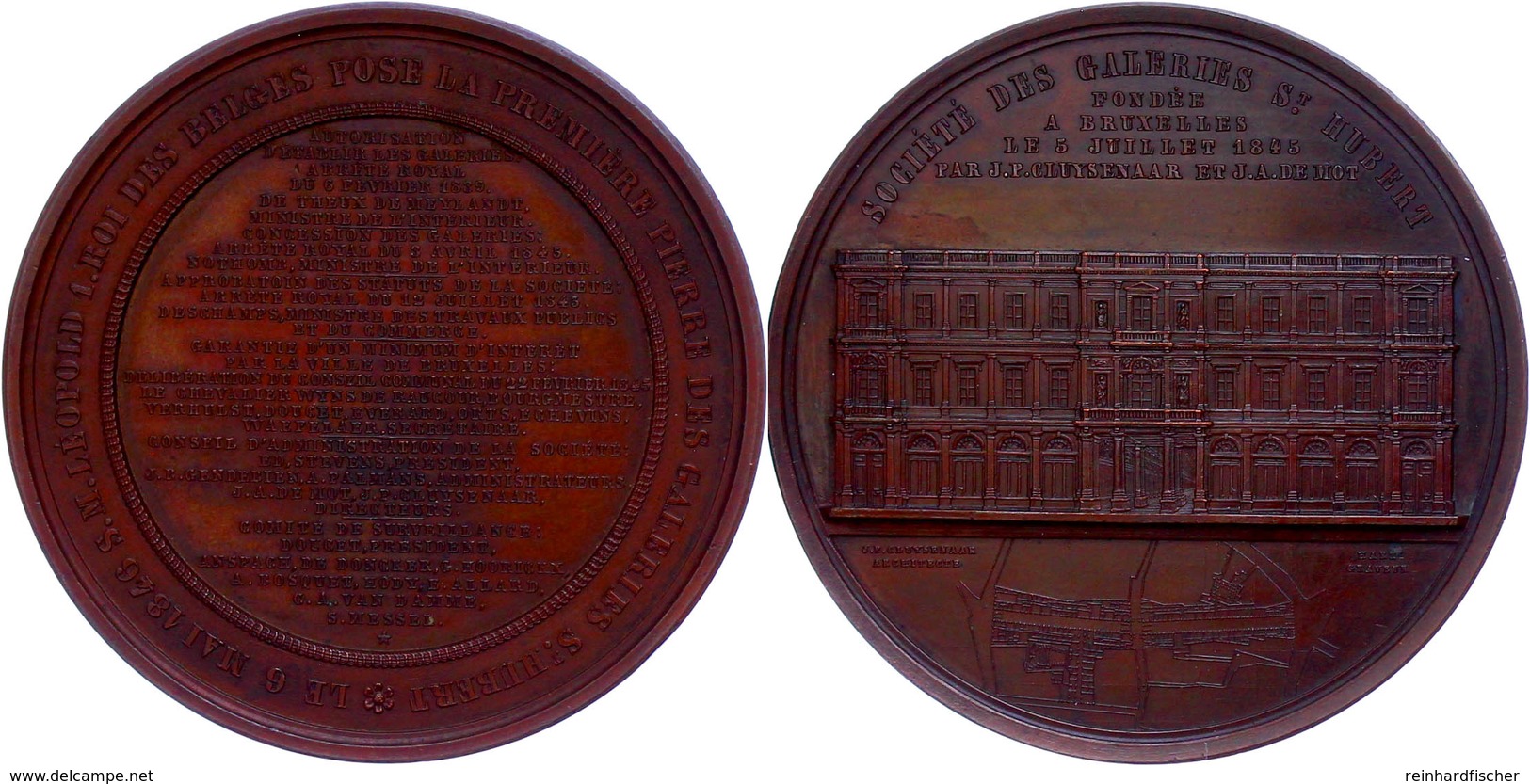 Belgien, Bronzemedaille (Dm. 68 Mm, 57 G), 1846, Von Hart, Leopold I. Auf Den Beginn Der Bauarbeiten Für Die Galerie Roy - Other & Unclassified