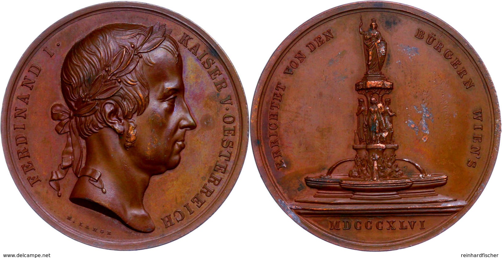 Österreich, Ferdinand I., Bronzemedaille (Dm. 49,2 Mm, 64,5 G), 1846, Von Konrad Lange, Auf Die Errichtung Des Schwantha - Sonstige & Ohne Zuordnung