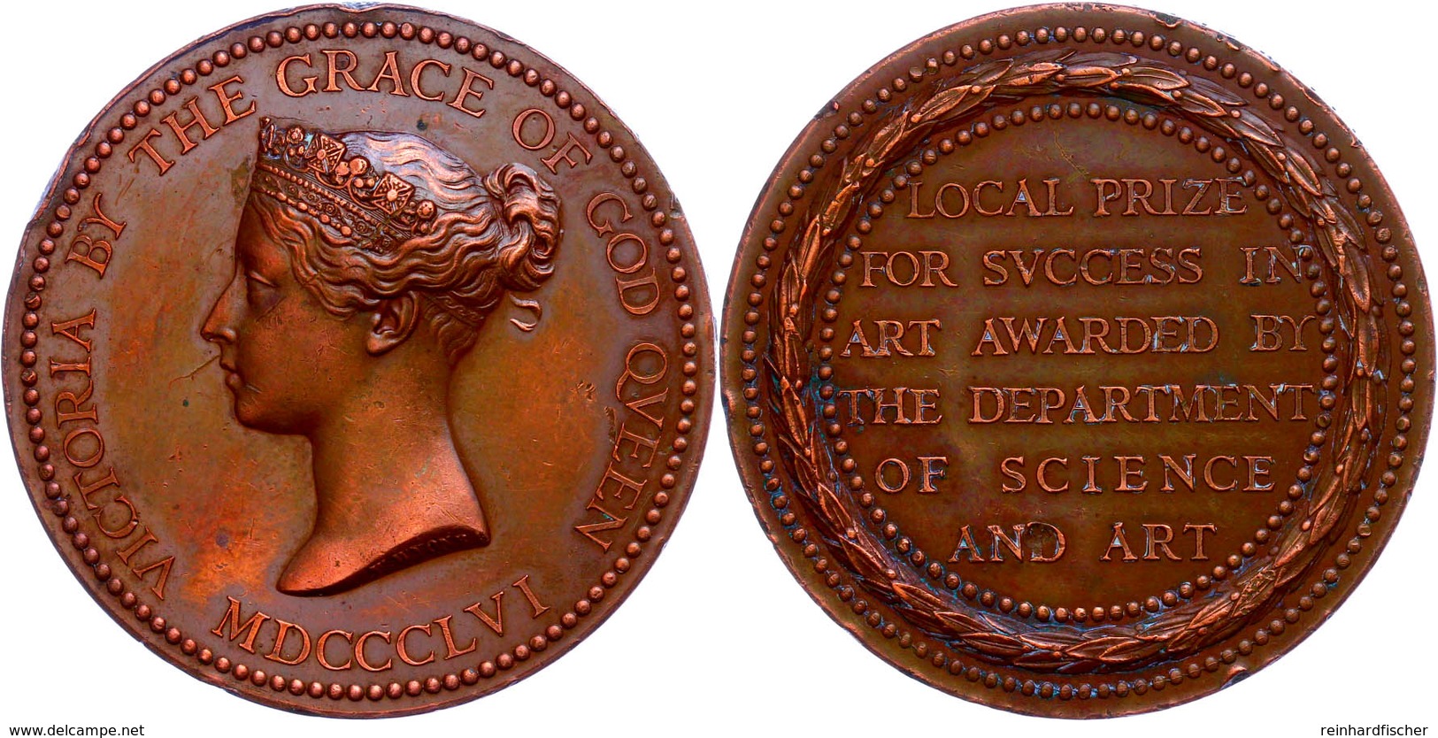 Großbritannien, Bronzemedaille (Dm. 55 Mm, 74 G), 1856, Von William Wyon, Preismedaille Der Gesellschaft Für Wissenschaf - Sonstige & Ohne Zuordnung