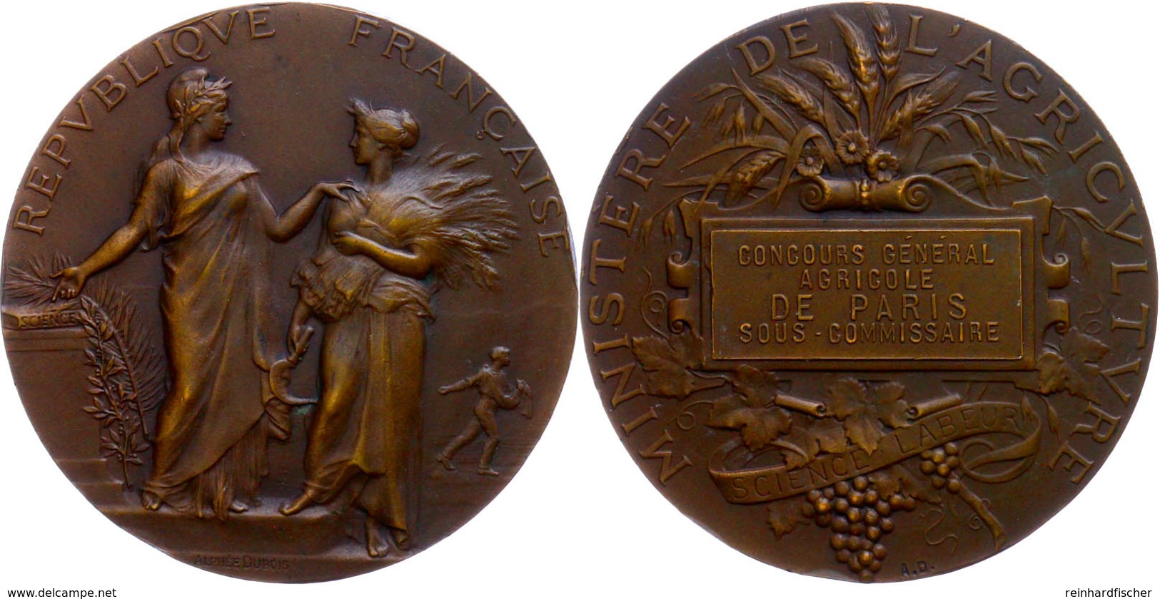 Frankreich, Bronzemedaille (Dm. 50 Mm, 64 G), O.J., Von A. Dubois, Prämienmedaille Des Landwirtschafts-Ministeriums, Av: - Autres & Non Classés