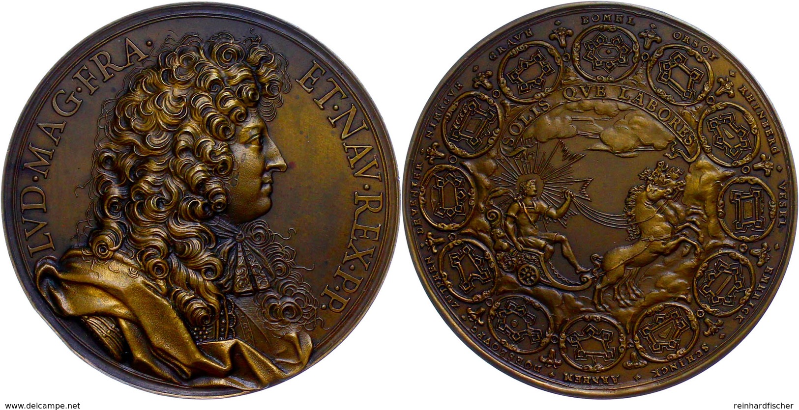 Frankreich, Bronzemedaille (Dm. 65 Mm, 118 G), O.J., Von Cheron, Auf Ludwig XIV.,, Av: Brustbild Nach Rechts, Rev: Strei - Sonstige & Ohne Zuordnung