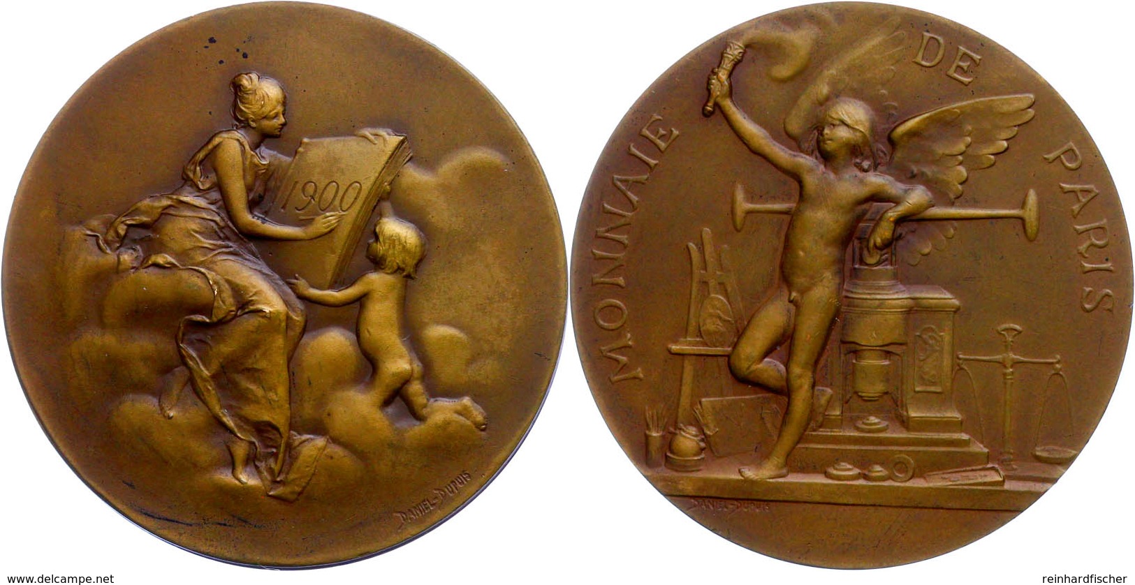 Frankreich, Bronzemedaille (Dm. 50 Mm, 60,8 G), 1900, Von D. Dupuis, Neujahrsmedaille Von Der Pariser Münze, Av: Stehend - Sonstige & Ohne Zuordnung