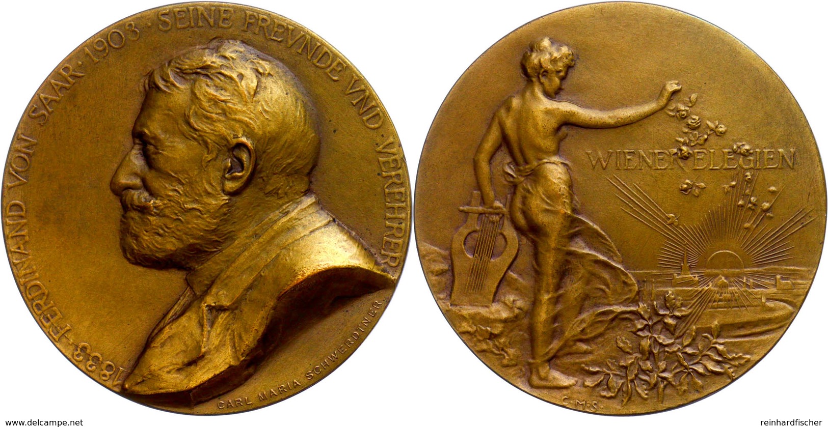 Österreich, Bronzemedaille (Dm.60,1 Mm, 83 G), 1903, Von C.S. Schwerdtner, Auf Den 70. Geburtstag Des österreichischen D - Sonstige & Ohne Zuordnung