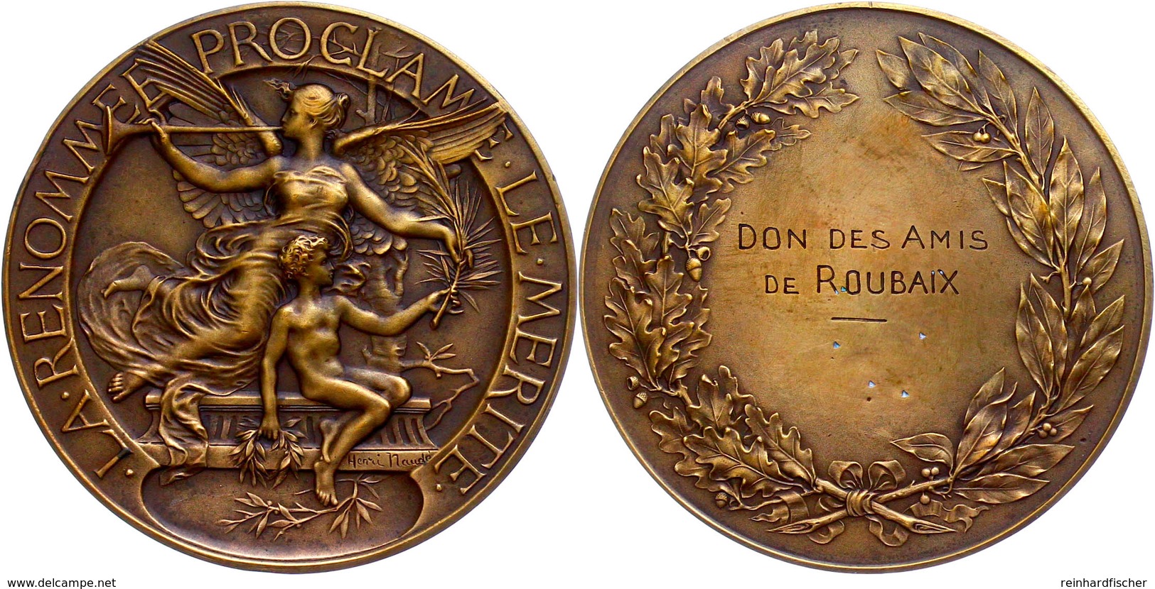 Frankreich, Bronzemedaille (Dm. 68,5 Mm, 133 G), O.J., Von H. Naude, Prämienmedaille, Av: Fama Mit Posaune Und Knabe Mit - Sonstige & Ohne Zuordnung