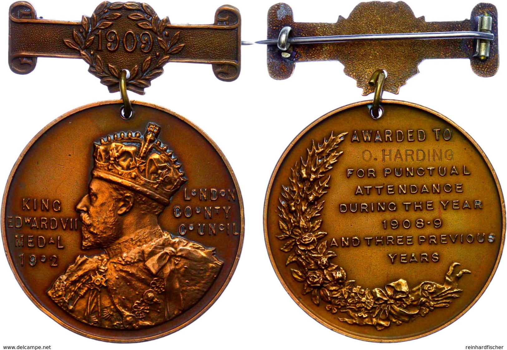 Großbritannien, Edward VII., Verdienstmedaille In Bronze (Dm. 39,2 Mm, 27,82 G), 1909, Unsigniert, Verdienstmedaille Für - Other & Unclassified