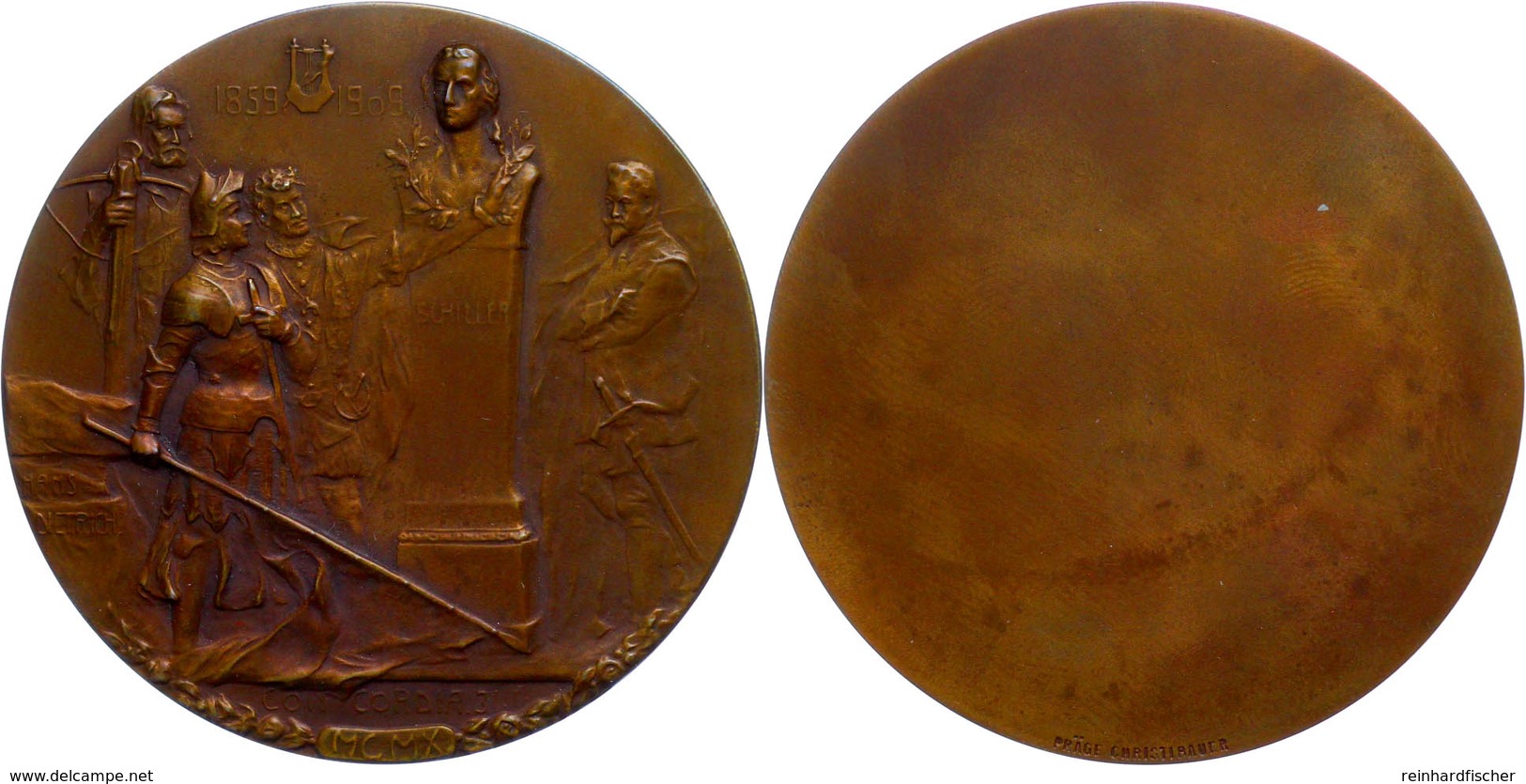 Österreich, Einseitige Bronzemedaille (Dm. 60 Mm, 71 G), 1910, Von Hans Dietrich, Auf Die Feier Des Wiener Journalisten- - Sonstige & Ohne Zuordnung