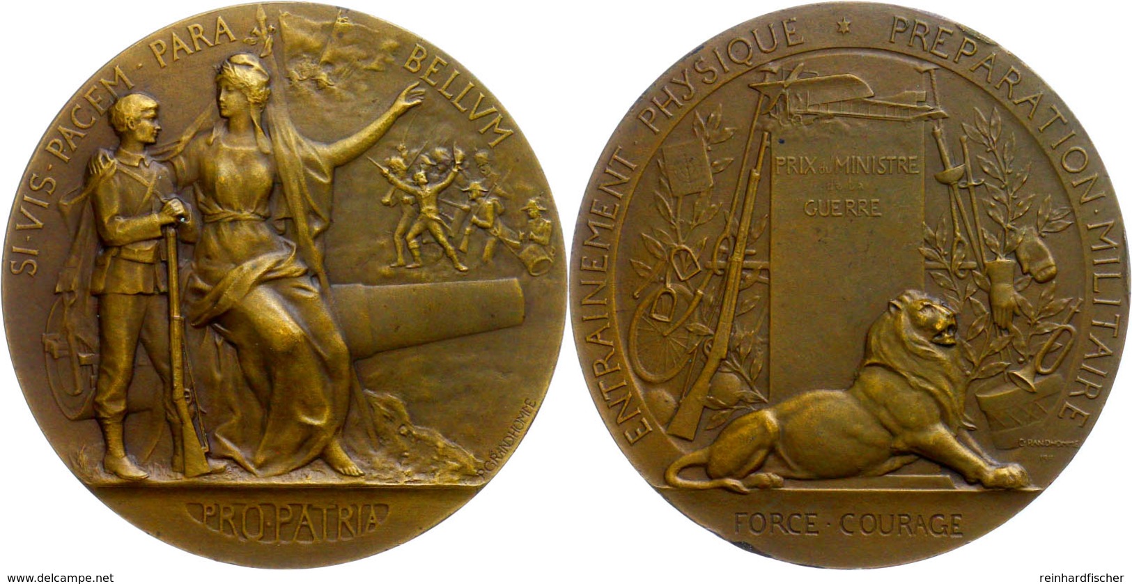 Frankreich, Bronzemedaille (Dm. 52 Mm, 66 G), 1911, Von P. Grandhomme, Verdienstmedaille Des Kriegsministerium, Av: Mari - Autres & Non Classés