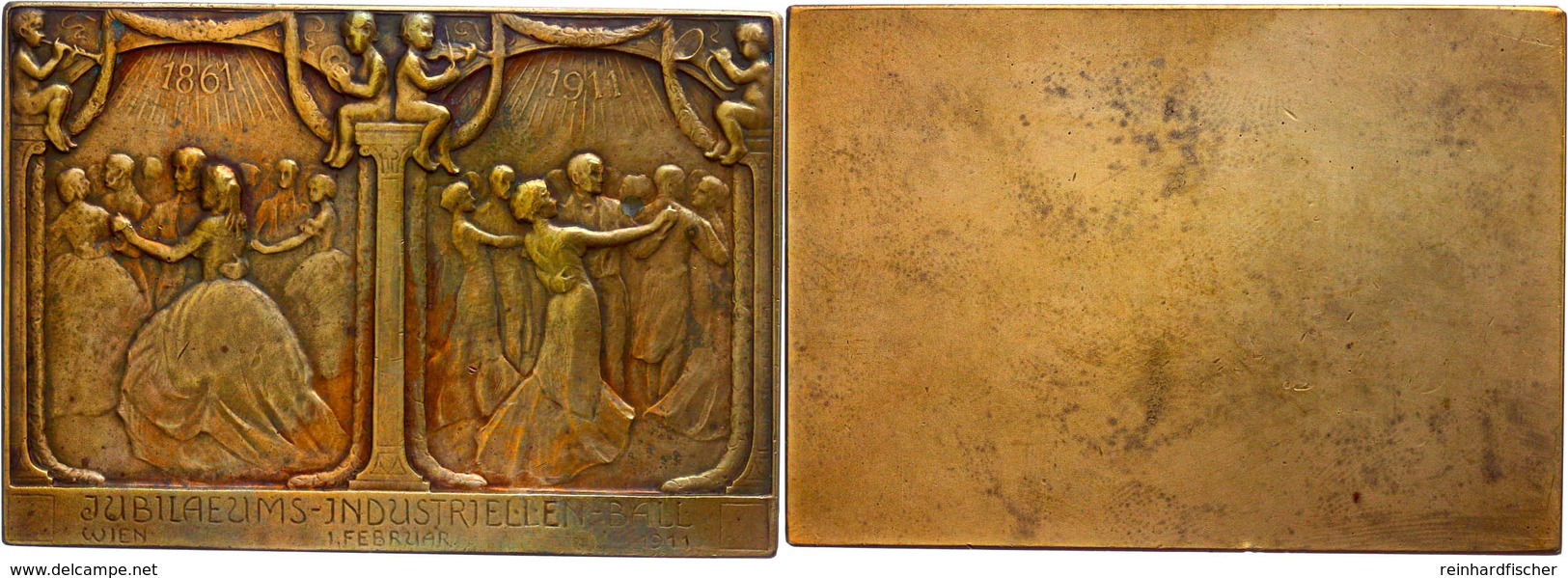 Österreich, Einseitige Bronzeplakette (48x70 Mm, 84 G), 1911, Auf Den 50jährigen Jubiläums-Industriellen-Ball 1. Februar - Sonstige & Ohne Zuordnung